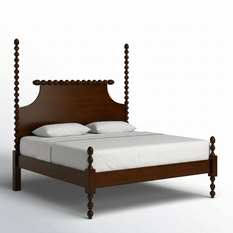 Emily Spindle Four Post Bed, King, Coffee