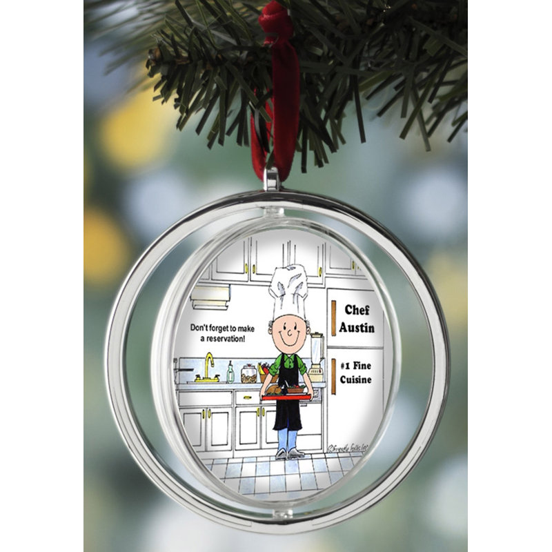 Personalized Chef, with Hat - Male Double Sided Spinable Christmas Ornament, Yes