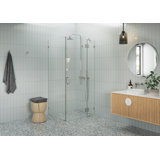 Halo 38 in. x 32 in. x 78 in. 90-degree Fully Frameless Glass Hinged Shower Enclosure