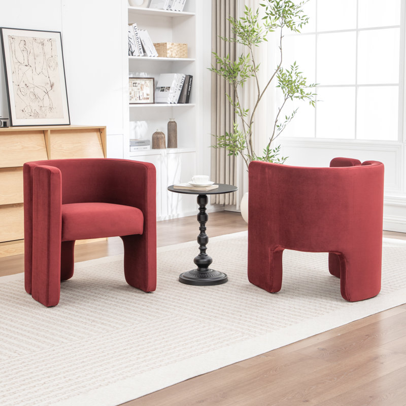 Jaimyn Upholstered Barrel Chair, Red Velvet
