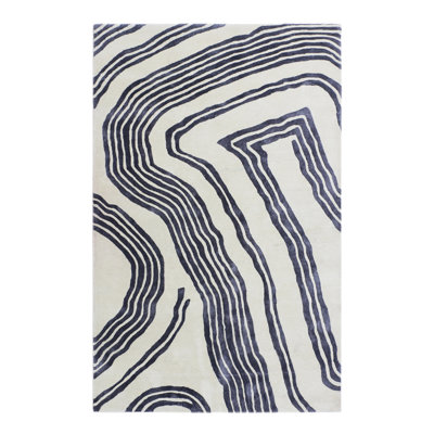 Dashing Away Abstract Area Rug in Ivory/Concrete Gray