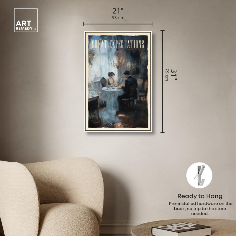 «Great Expectations» sur toile par Art Remedy, H 31 po x l 21 po, Cadre blanc