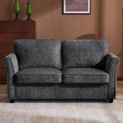 Causeuse désossée en chenille compacte avec accoudoirs floraux pour petits espaces