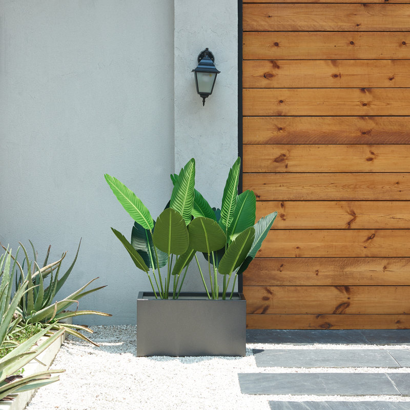Tormund Metal Planter Box, Gray, 13" H x 25" W x 11" D