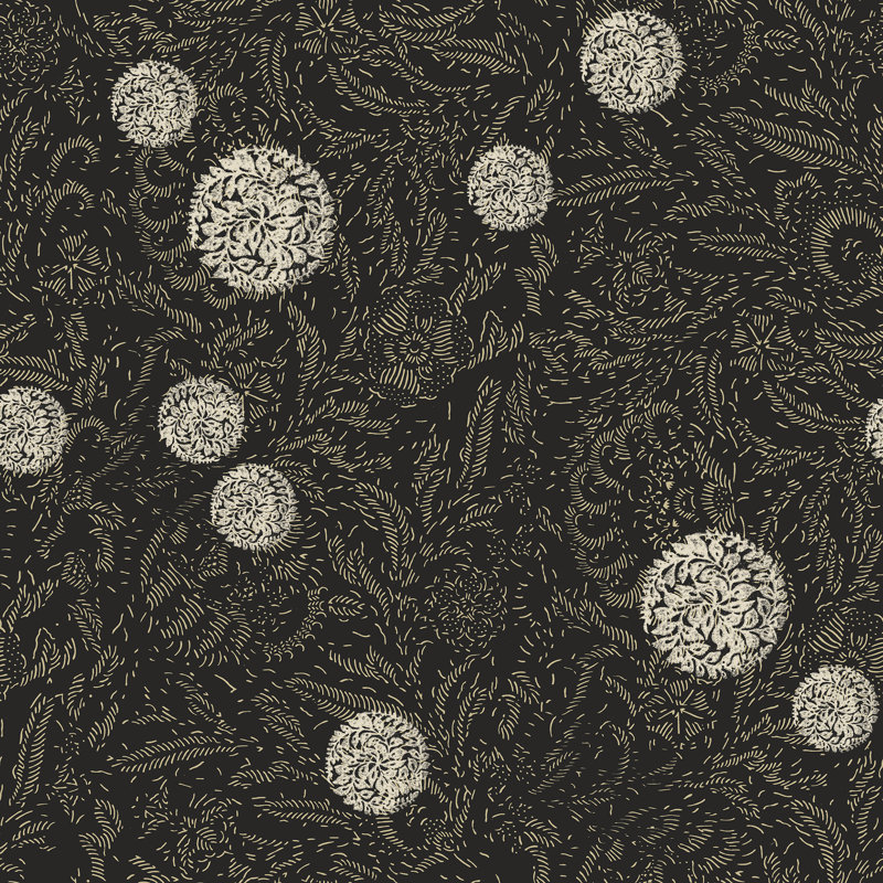 Rouleau de papier peint à motif floral L 33 pi x l 20,5 po Yuki Osada, Gris anthracite