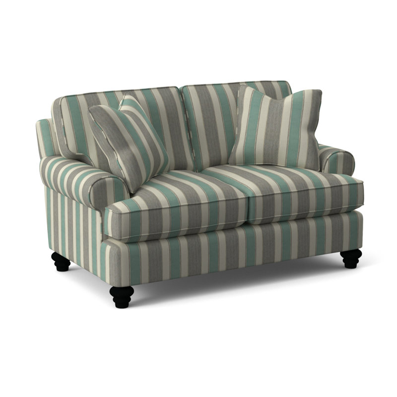 Lowell Upholstered 60'' Loveseat, Black Finish, Navy Crypton Performance; 0822-61