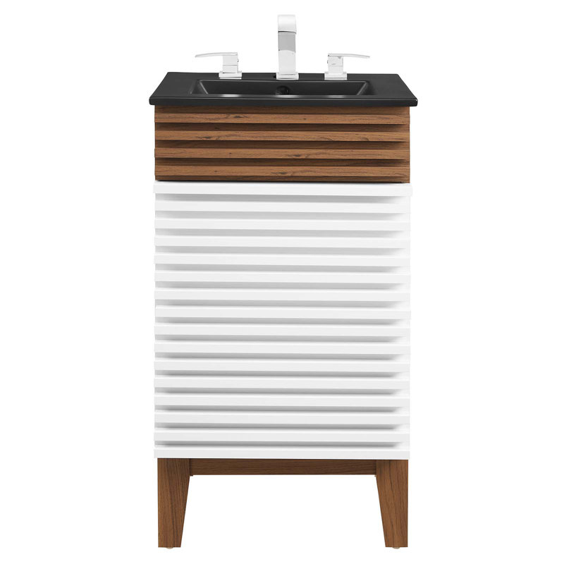 Meuble-lavabo 18 po Modway Render, Blanc / noyer / noir