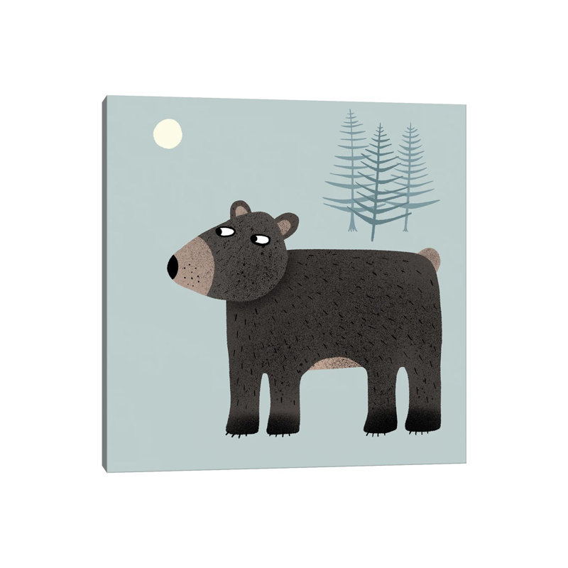 The Bear, The Trees And The Moon by Nic Squirrell - Wrapped Canvas Gallery-Wrapped Canvas Giclée, 45.72 cm H x 45.72 cm W