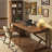 Nut-brown Rectangular Solid Wood with 3 drawers desk-1156595088-1156595094