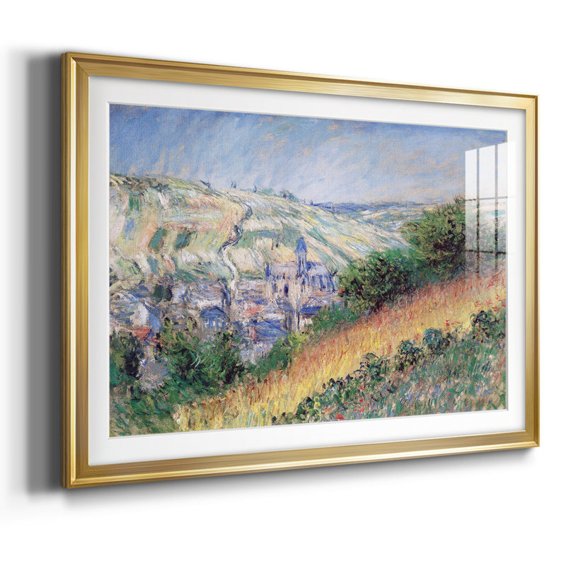 Vue de Vetheuil, impression sur papier encadrée, Or, H 30 po x l 44 po x P 1,5 po