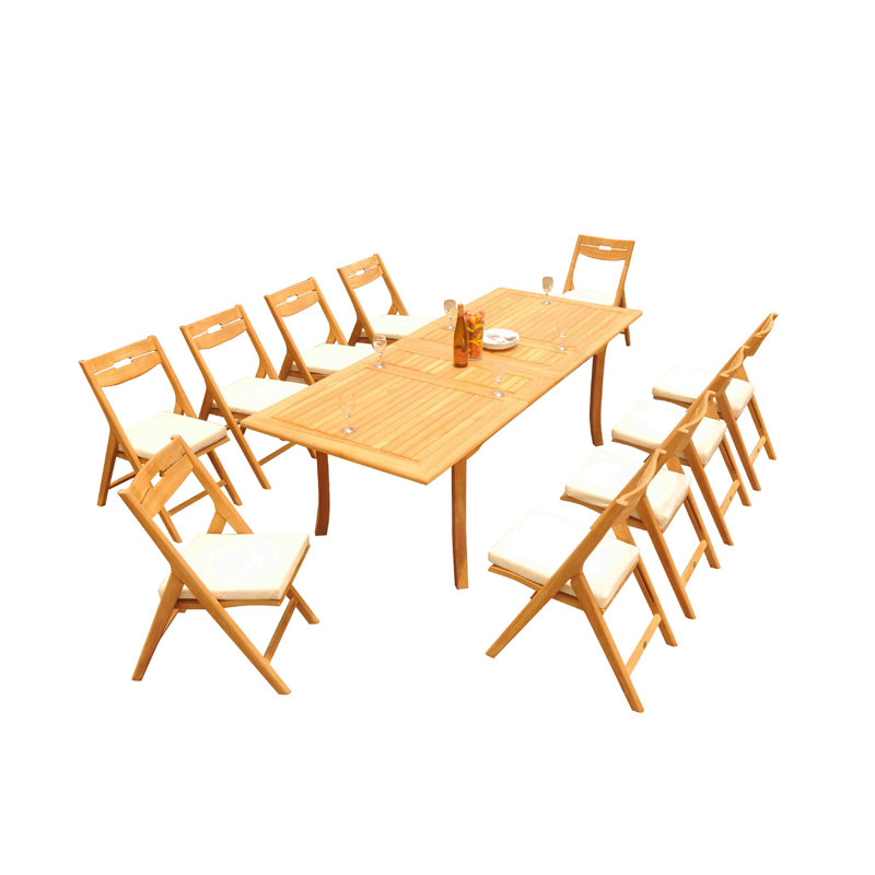 Cimara 10 - Person Teak Wood Patio Dining Set with Rectangular Table