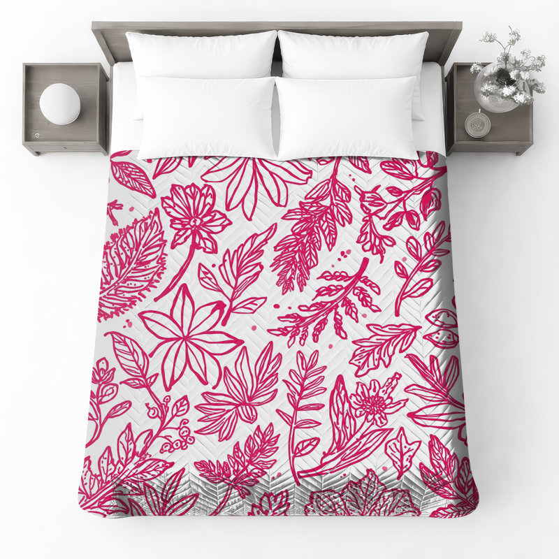 Couvre-lit matelassé Red Botanical Illustration, Double