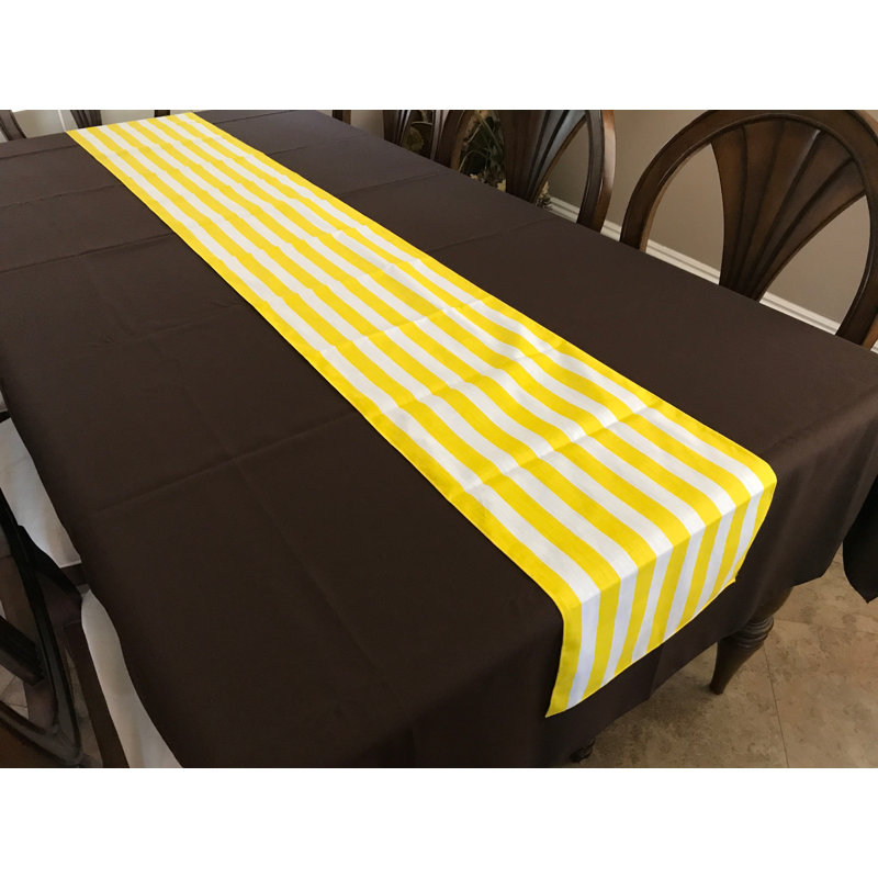 Stripes Print Table Runner, 90" Runner, Yellow, 24"