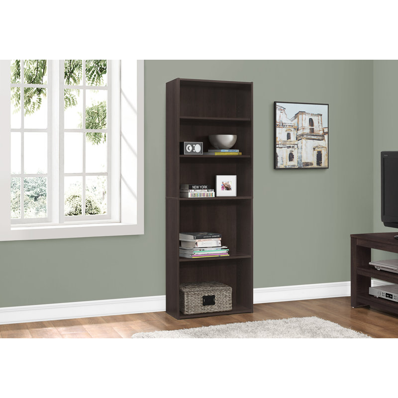 Jessieca Zora 72 Inch Bookcase Etagere, 5 Tier Display Shelves, Espresso Brown, (5 Shelves) 71.25'' H x 25'' W x 12'' D