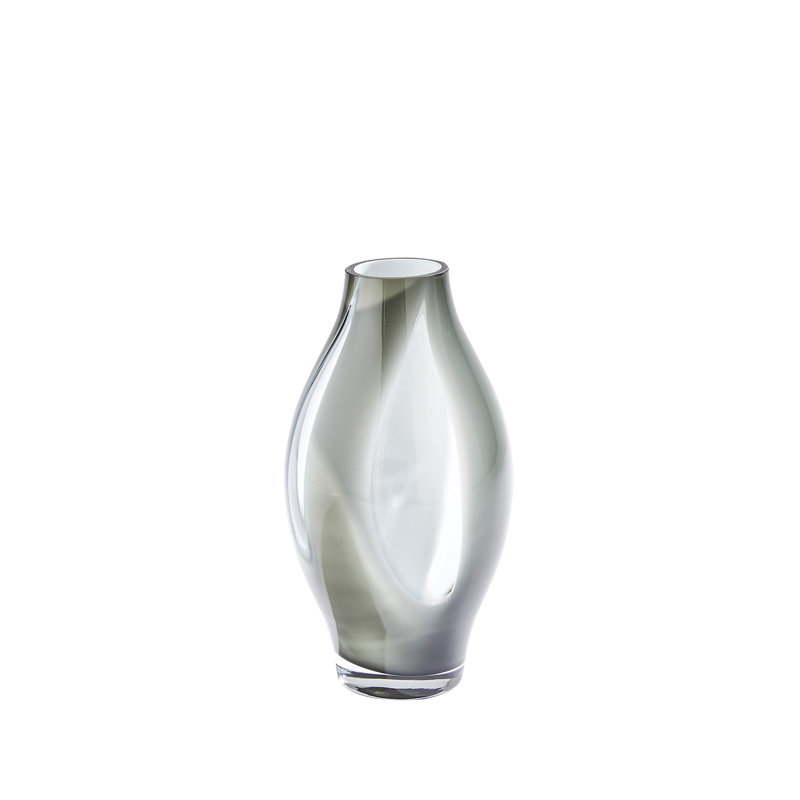 Glass Table Vase, 12" H x 6.25" W x 6.25" D, Gray