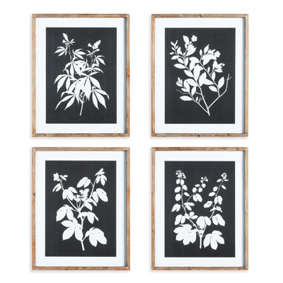 Monochromes botaniques - ensemble de 4 peintures encadrées