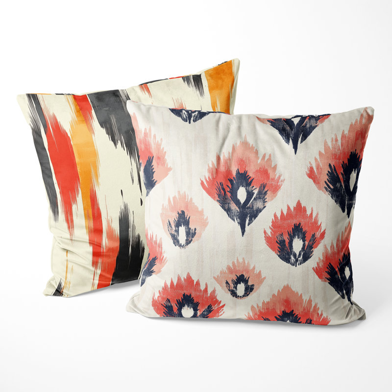 Coussin Ikat, H 16 po x l 16 po