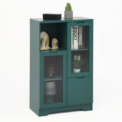 Armoire en bois avec deux portes en verre incassable et deux espaces de rangement spacieux pour une vie moderne et organisée dans n'importe quelle pièce