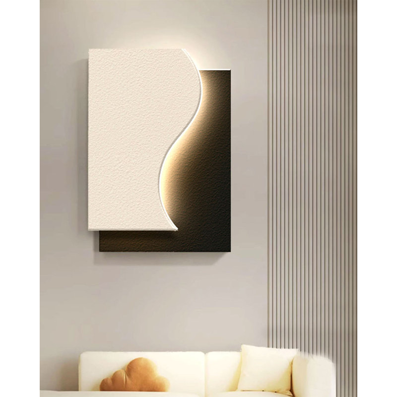 Décoration murale abstraite ondulée à plusieurs niveaux pour une entrée aux tons neutres, 33.46" H x 23.62" W x 1.97" D