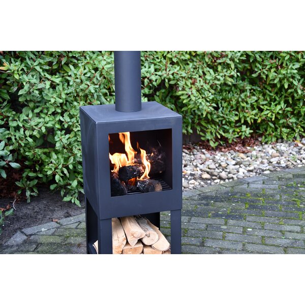 Ahmier Terrace Heater Steel Wood Burning Outdoor Fireplace