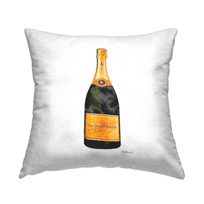 Champagne Bottle Casual Liquor Outdoor Printed Pillow by Amanda Greenwood