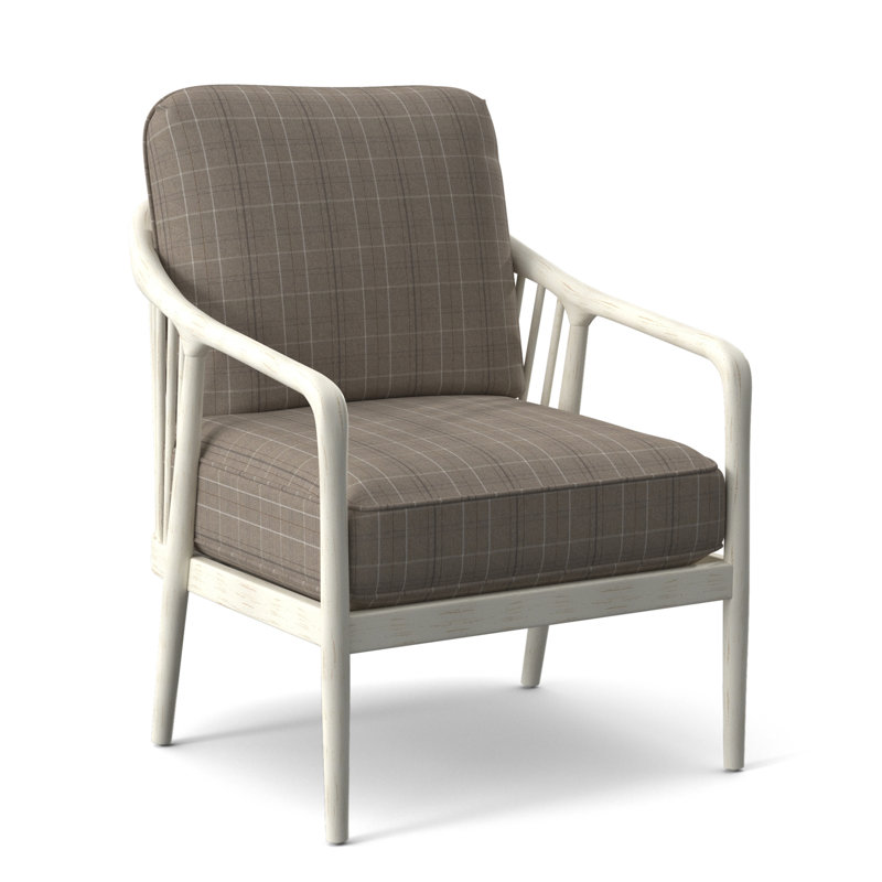 Guinevere Armchair, Taupe Plaid; 0126-73, Antique Frost White