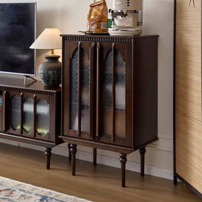 41.73"H Brown Solid Wood Boxwood Corner Cabinet