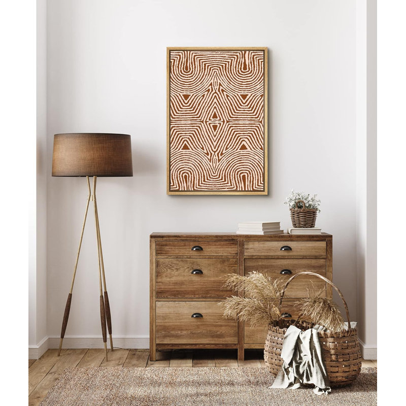 «Symmetric Triangle Tribal Print Geometric Shapes Modern Art Minimalist Dramatic Multicolor», reproduction d'art encadrée sur toile