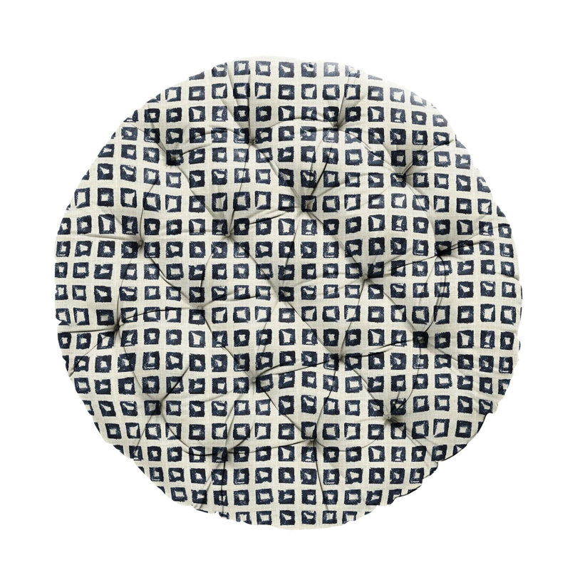 Sunbrella Outdoor 4'' Papasan Seat Cushion, Blue Geometric