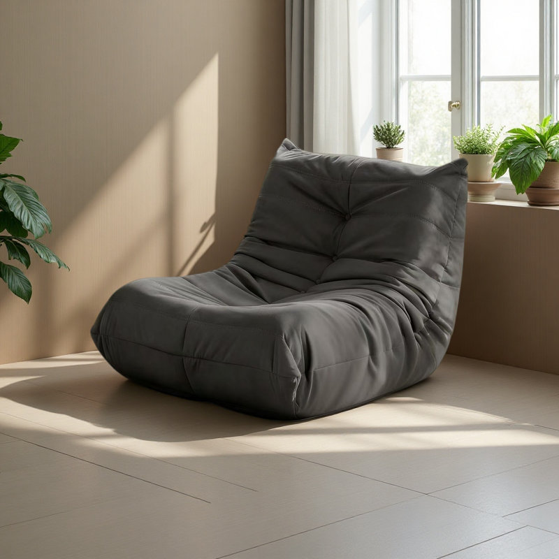Fauteuil d'appoint luxueux en microfibre capitonné, Gris