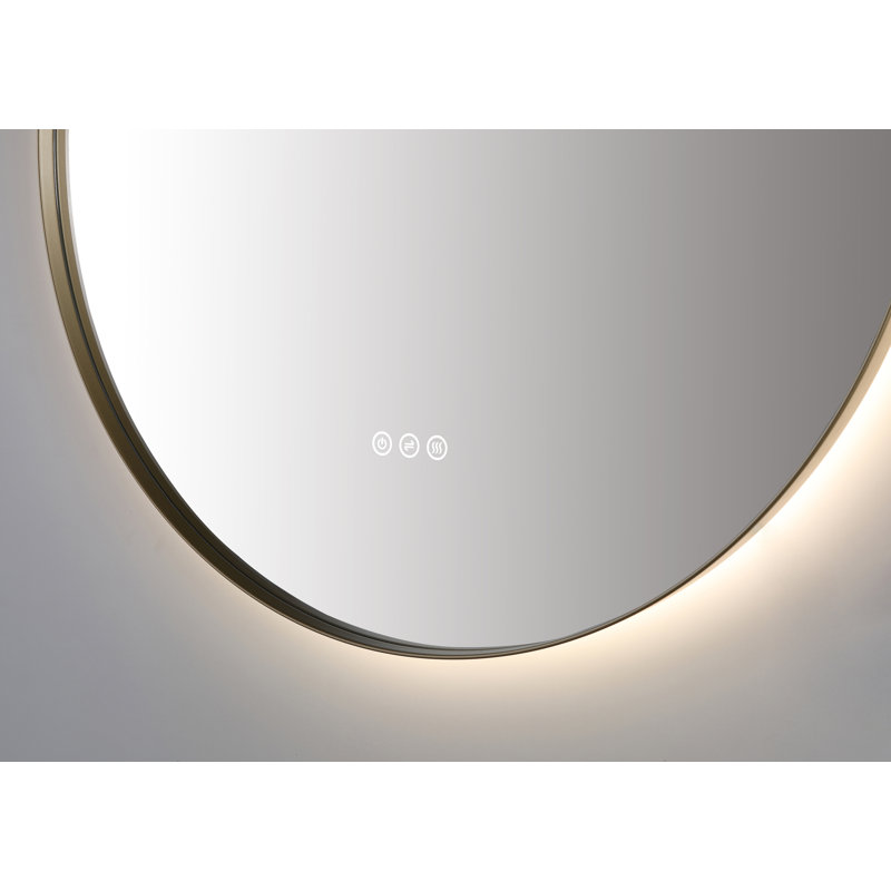 Shell LED Mirror, Gold, Round, 35.43" x 35.43"