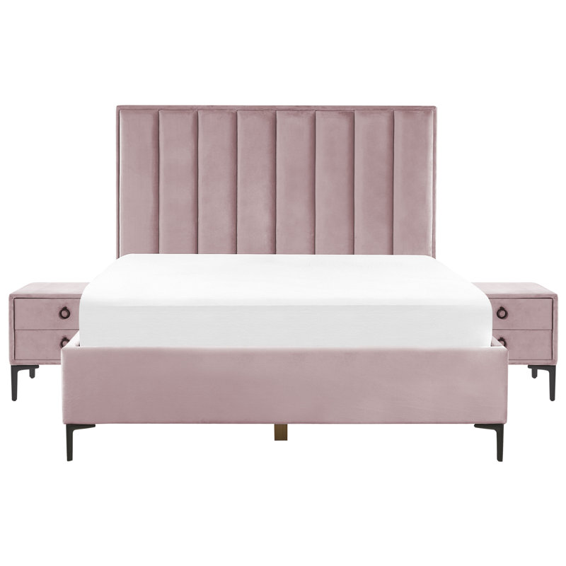 Bebhinn 3 Piece Upholstered Bedroom Set, Kingsize (5'), Pink