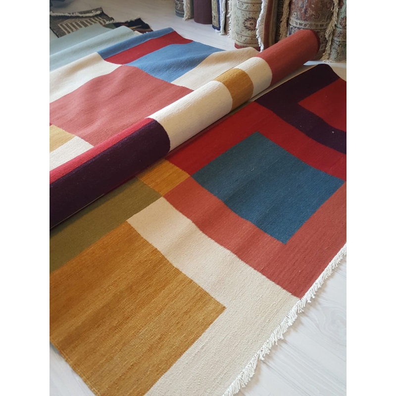Angelysse Chequered Hand Woven 190cm X 270cm Area Rug