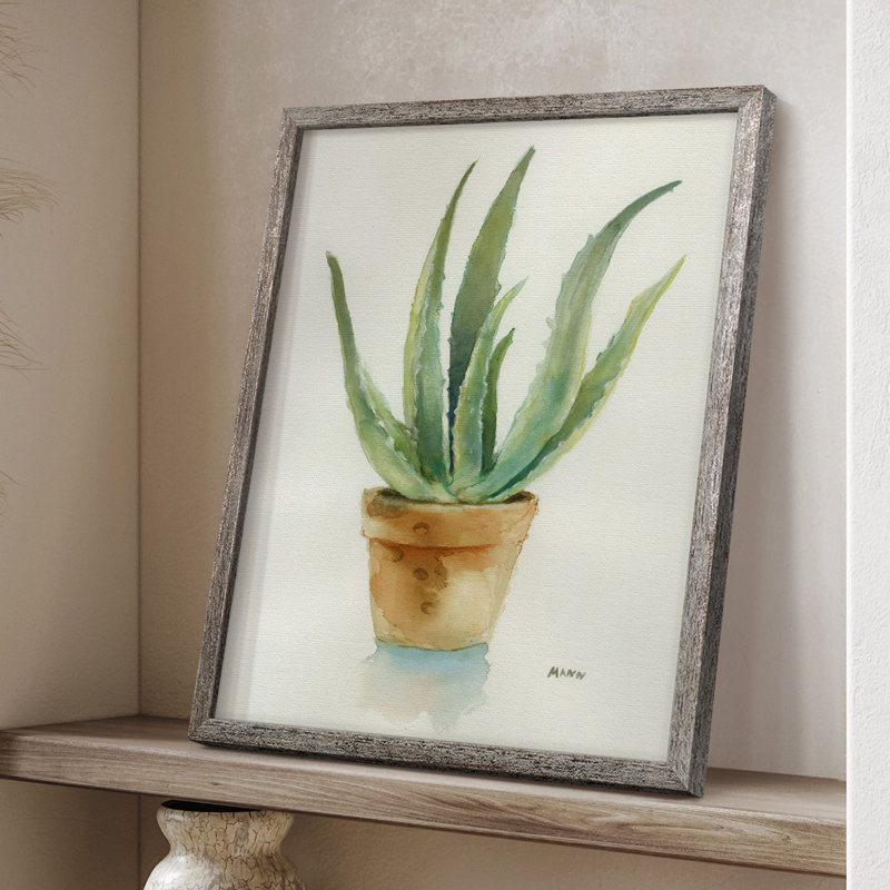 Succulent IV Framed Print - Solid Wood, 11" H x 9" W
