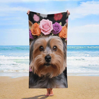Serviette de plage en microfibre à séchage rapide Yorkie, 30 x 60 po