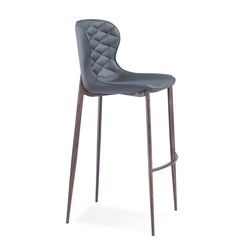 Tabouret de bar et de comptoir Albert, Gris, Placage de bois, Tabouret de bar (siège d'une hauteur de 30 po)