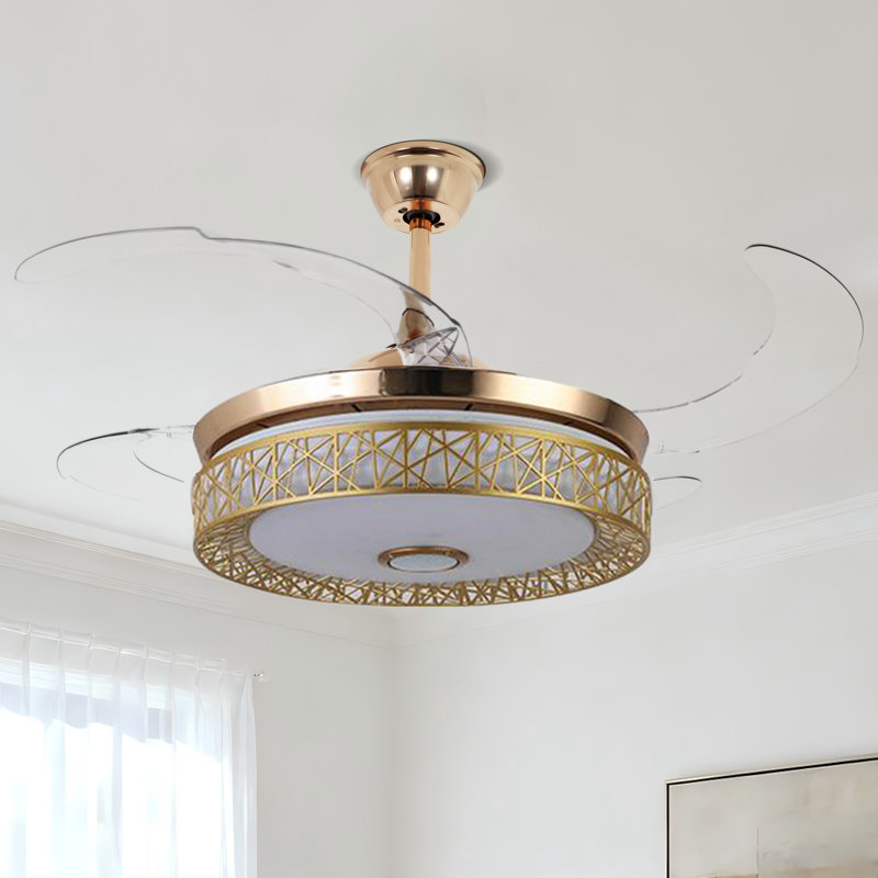 Ventilateur de plafond moderne 42 "avec lumière et télécommande, haut-parleur Bluetooth