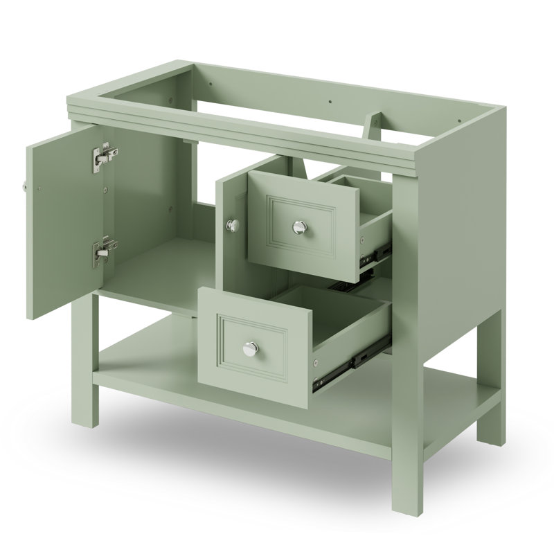 Base de meuble-lavabo simple 36 po seulement, 2 portes 2 tiroirs, lavabo non inclus, Vert menthe