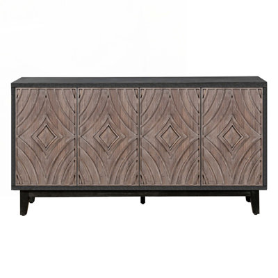 Wood Console Table with  Solid Wood Legs , 2 Shelves