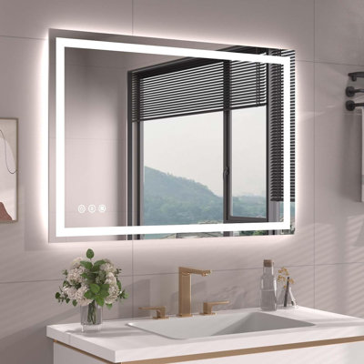 Miroir de salle de bain à DEL avec anti-buée, rétro-éclairé et miroirs de salle de bain éclairés