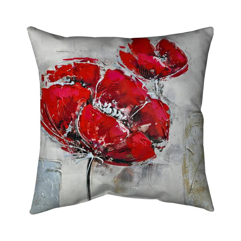 Abstract and texturized red flowers - 16"x16" Throw pillow cover - Poly twill - Print on demand