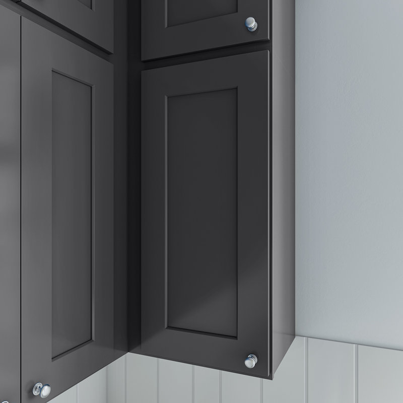 Armoire de coin murale, L 27 po x H 30 po x P 12 po, Noir Shaker