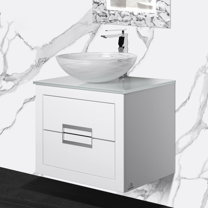 Danya 23.6'' W Single Vanity, White, Silver