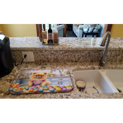 Decorating Easter Pomeranian Dish Drying Mat
