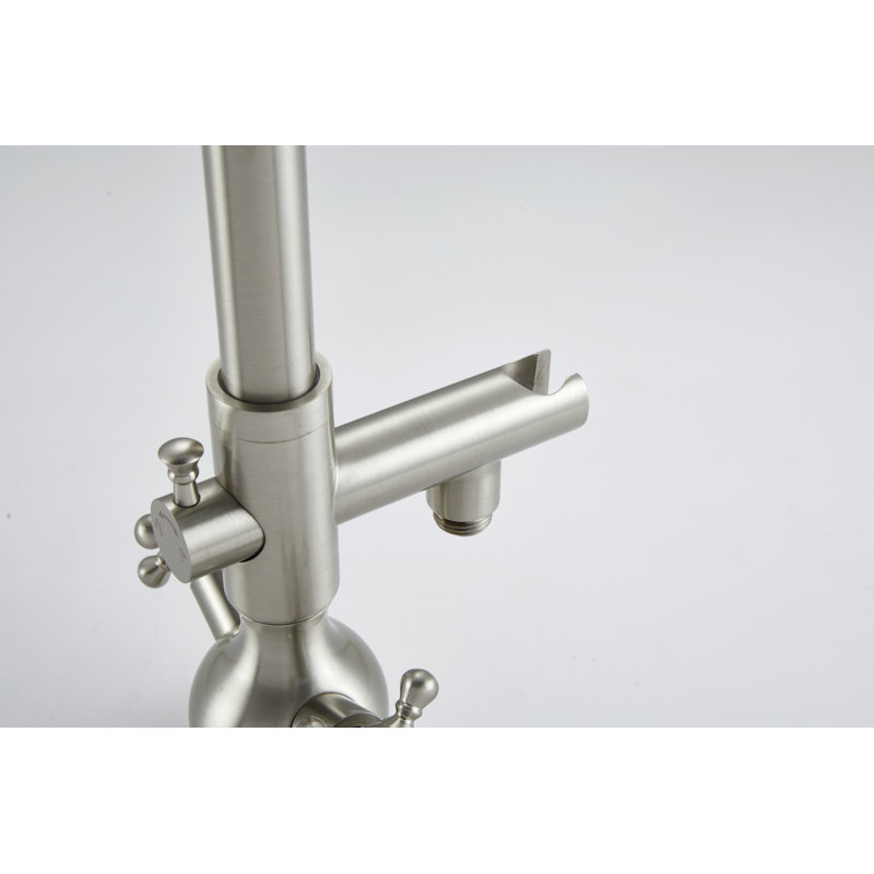 Brushed Nickel Freestanding Tub Filler with Handheld Shower