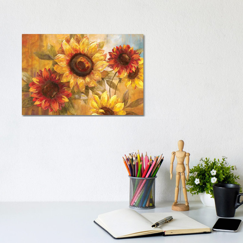 Tournesol «Cheer» par Nan - impression, Toile tendue, H 8 po x l 12 po x P 0,75 po