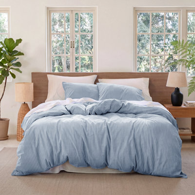  Bedsure Gingham Duvet Cover Set, 100% Washed Cotton Duvet Cover King, PureWoven with Reversible Yarn‑Dyed Design & Double‑Stitch Craft（Set of 3）