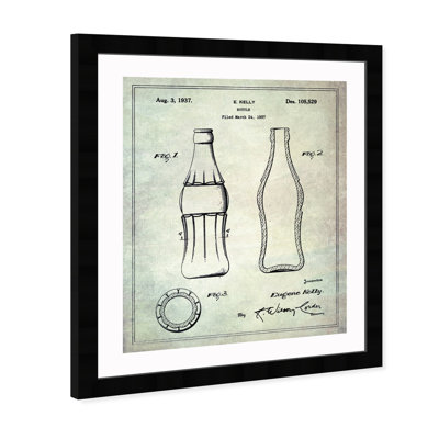 Coca Cola Bottle 1937 - Cadre photo, reproduction de dessin sur papier