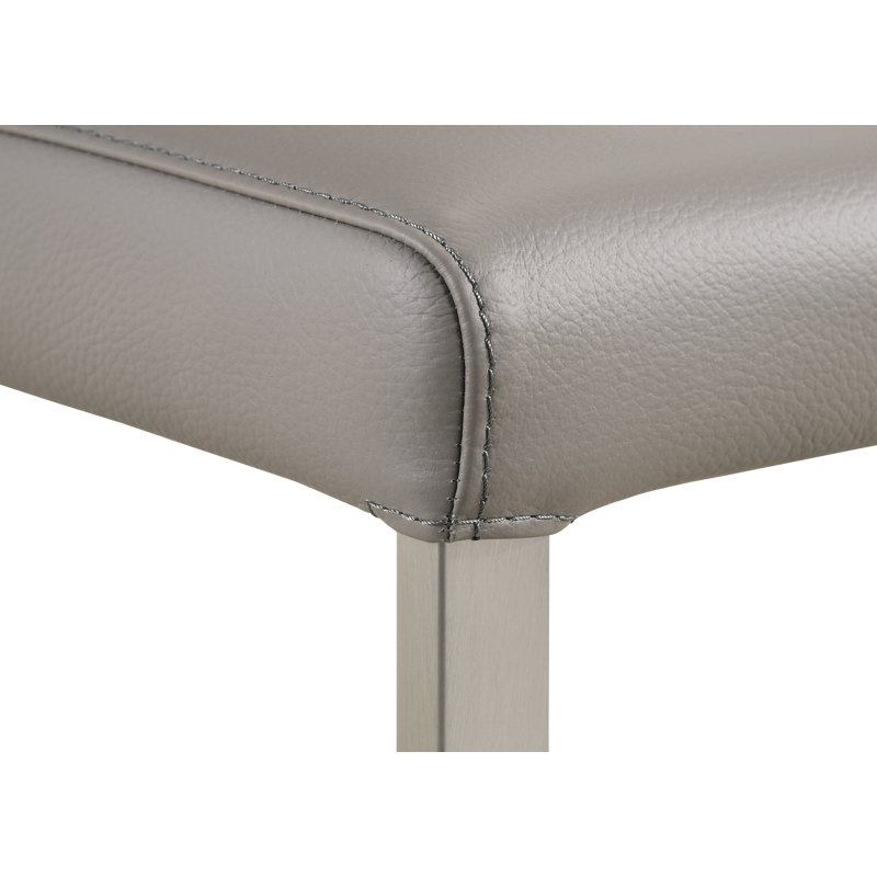 19'' H Genuine Leather Upholstered Side Chair, Light Gray