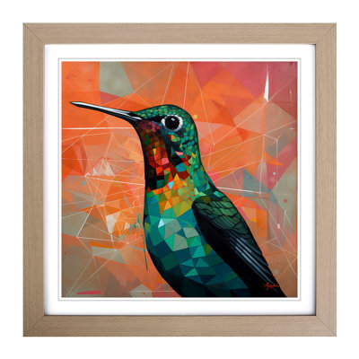 Hummingbird Constructivism - Single Picture Frame Print on Wood